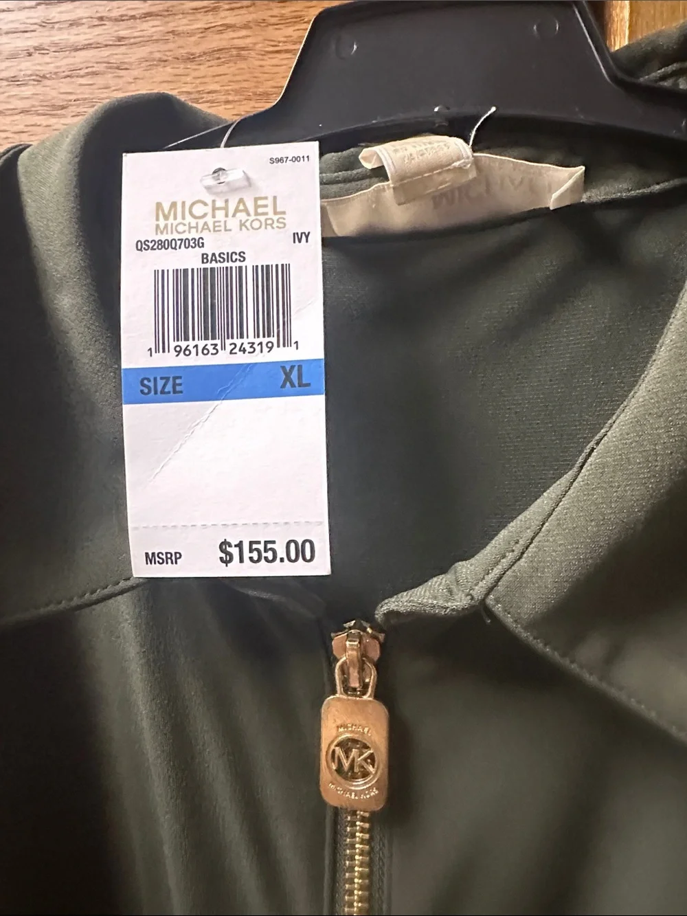 Michael Kors Olive Green Sleeveless Zip-Front Jumpsuit with Tie Waist